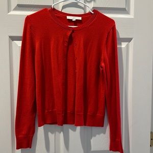 Loft, red cardigan